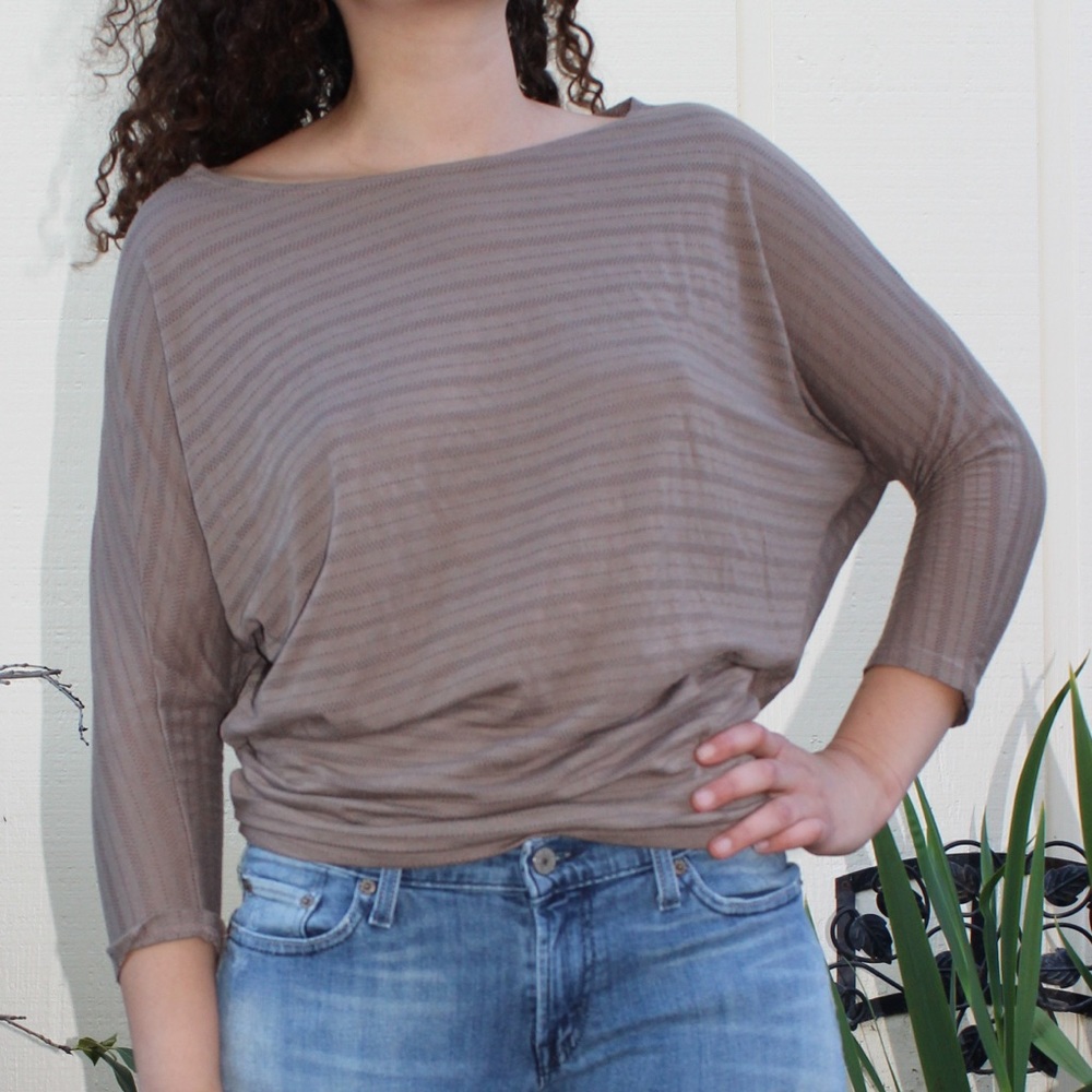 Brown Long Sleeve Open Back Heart Cut Out Blouse